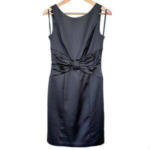 White House Black Market fitted cocktail dress, sleeveless, black satin